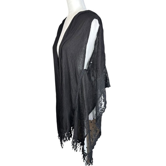 Crosstree Black Shawl Scarf OS Wrap Lacey Arm Holes Whimigoth Dark Romantic - Picture 4 of 12
